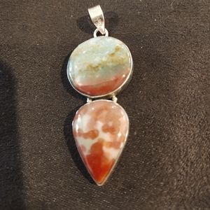 Rustic Round and tear drop pendant